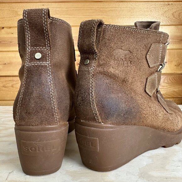 Sorel Toronto Lace Wedge Ankle Booties Womens Size 8 Rust Brown Leather - Picture 4 of 6